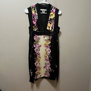 Single Dress Silk Womans P‎ (small) Floral Multi Sleeveless V Neck Y2K dress